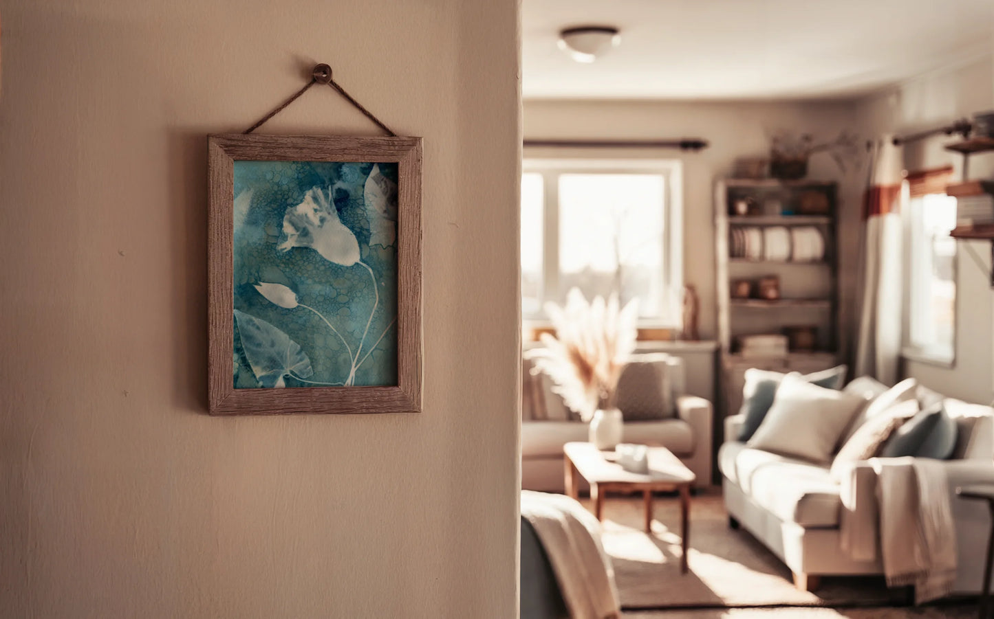 interior design living room wall decor ideas wet cyanotype framed