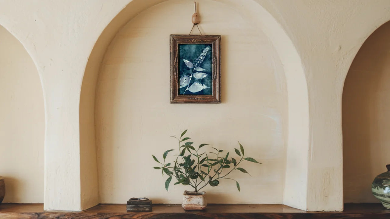 wet cyanotype botanical mock up framed wall decor